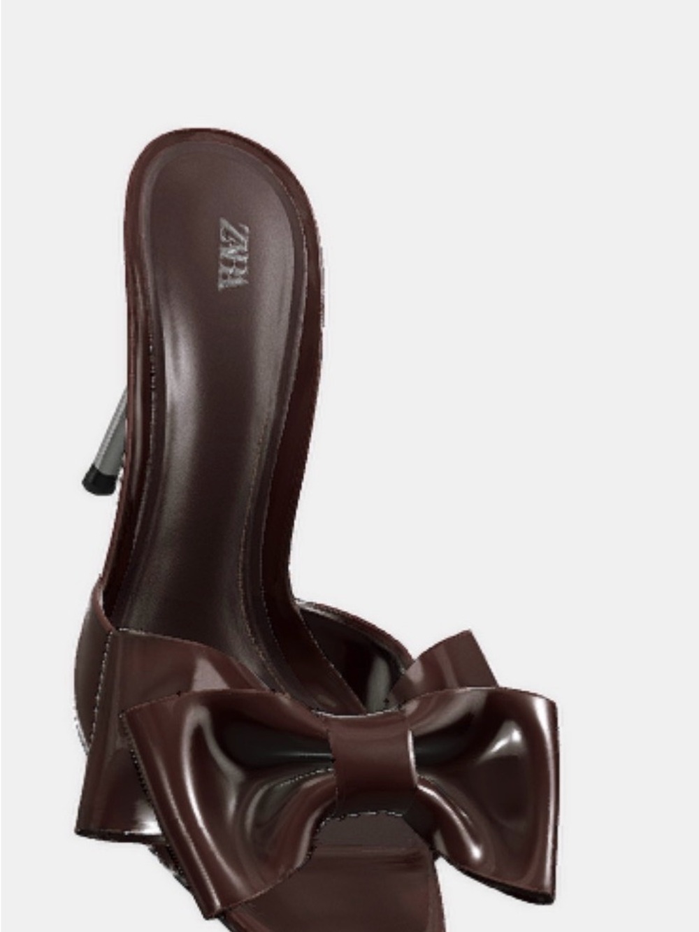 Zara Dark Brown Bow Slide Heels